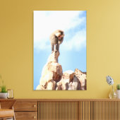 Affe Baboon auf einem Berg Leinwanddruck (Insitu (Wohnzimmer))