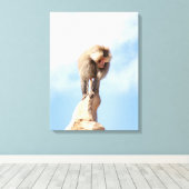 Affe Baboon auf einem Berg Leinwanddruck (Insitu (Holzboden))