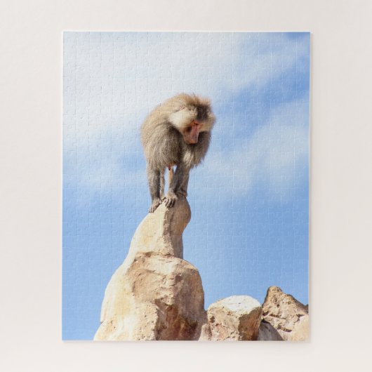 Affe Baboon auf einem Berg Puzzle (Vertikal)