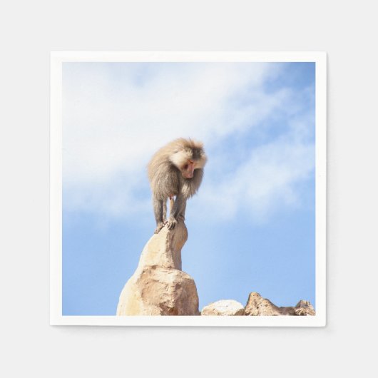 Affe Baboon auf einem Berg Serviette (Vorderseite)