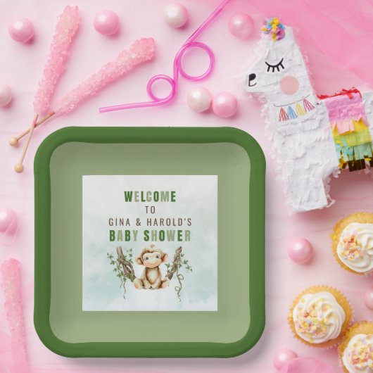 Affe Baby Showdusche Personalisiert Paper Teller (Party)