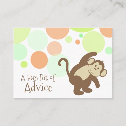 Affe Baby Shower Advisor Cards Hinweiskarte (Vorderseite)