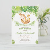 Affe Baby Shower Jungle Animals Baby Boy Einladung (Stehend Vorderseite)