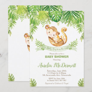 Affe Baby Shower Jungle Animals Baby Boy Einladung