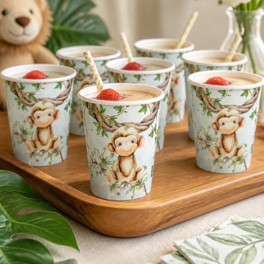 Affe Babydusche Personalisierte Papiertücher Pappbecher