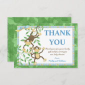 Affe-Babyparty danken Ihnen zu kardieren Dankeskarte (Vorne/Hinten)