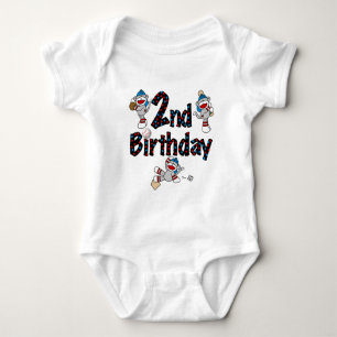 Affe-Baseball-2. Geburtstags-T-Shirts und Baby Strampler