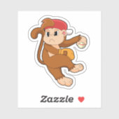 Affe bei Baseball mit Baseball-Handschuh Aufkleber (Blatt)