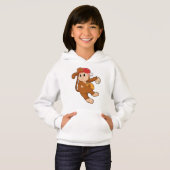 Affe bei Baseball mit Baseball-Handschuh Hoodie (Vorne ganz)