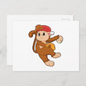Affe bei Baseball mit Baseball-Handschuh Postkarte (Vorne/Hinten)