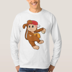 Affe bei Baseball mit Baseball-Handschuh T-Shirt