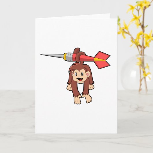 Affe bei Darts mit Dart Karte (Gelbe Blume)