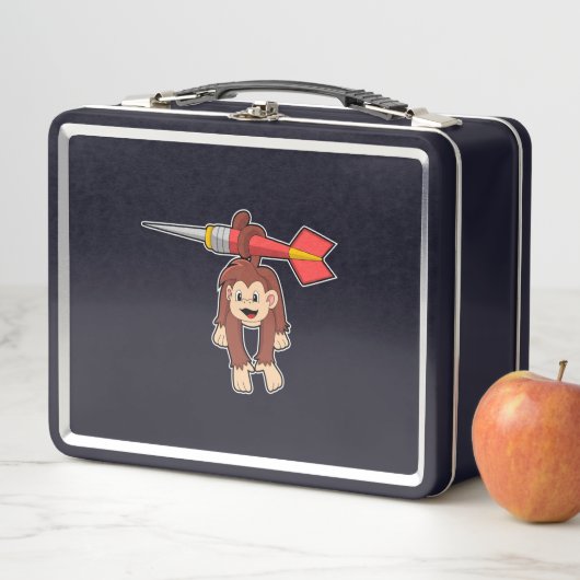 Affe bei Darts mit Dart Metall Brotdose (Beispiel)