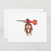 Affe bei Darts mit Dart Postkarte (Vorne/Hinten)