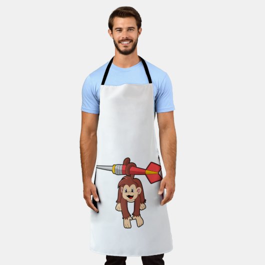 Affe bei Darts mit Dart Schürze (Getragen)