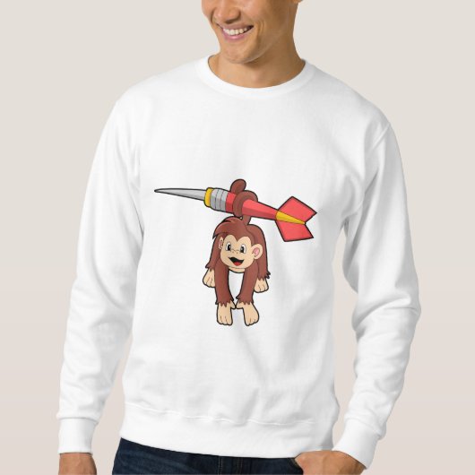 Affe bei Darts mit Dart Sweatshirt (Vorderseite)