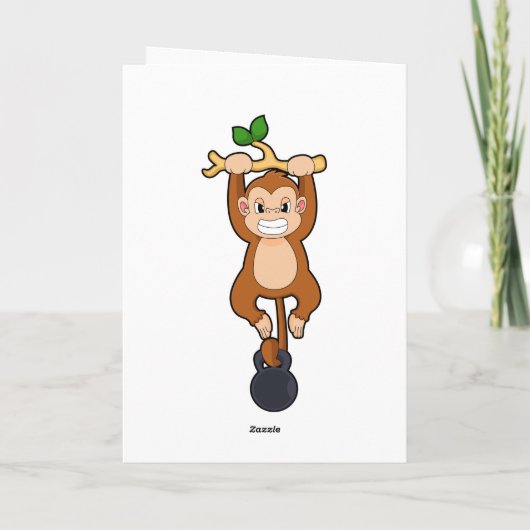 Affe bei Krafttraining mit Dumbell Karte (Rückseite)