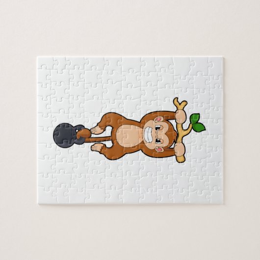 Affe bei Krafttraining mit Dumbell Puzzle (Horizontal)