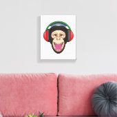 Affe bei Musik mit Headphone Leinwanddruck (Insitu (Wohnzimmer))