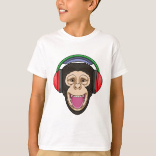 Affe bei Musik mit Headphone T-Shirt