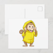 Affe bei Regen mit Regenmantel Postkarte (Vorne/Hinten)