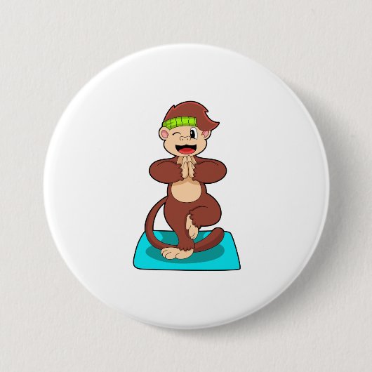 Affe bei Yoga Stehend Button (Vorderseite)