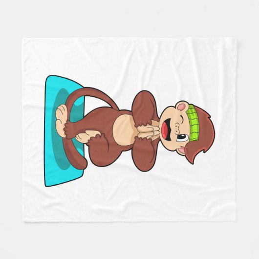 Affe bei Yoga Stehend Fleecedecke (Vorderseite (Horizontal))