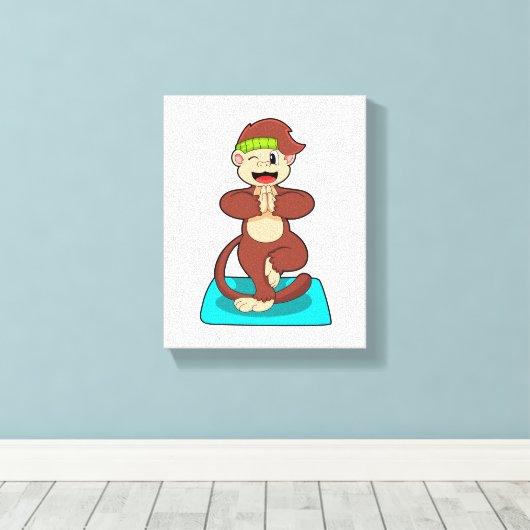 Affe bei Yoga Stehend Leinwanddruck (Insitu (Holzboden))