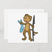 Affe beim Angeln mit Angelrute & Fisch Postkarte (Vorne/Hinten)