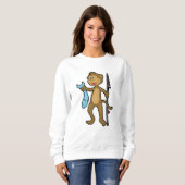 Affe beim Angeln mit Angelrute & Fisch Sweatshirt (Vorne ganz)