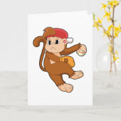 Affe beim Baseball mit Baseballhandschuh Karte (Gelbe Blume)