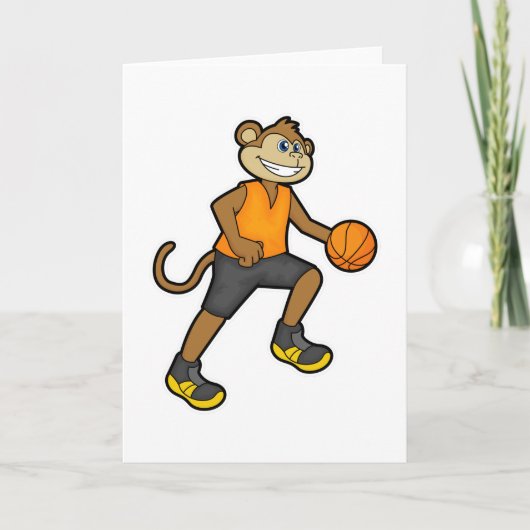 Affe beim Basketball Sport Karte (Vorderseite)
