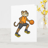 Affe beim Basketball Sport Karte (Gelbe Blume)