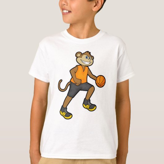 Affe beim Basketball Sport T-Shirt (Vorderseite)