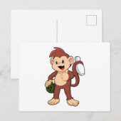 Affe beim Bowling mit Bowlingkugel Postkarte (Vorne/Hinten)