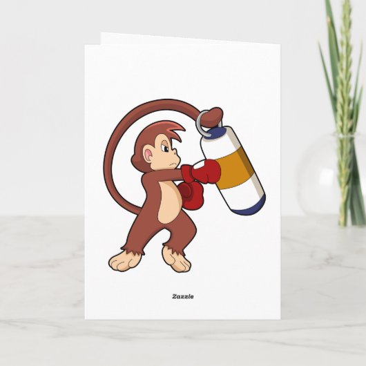 Affe beim Boxen mit Beutel Karte (Rückseite)