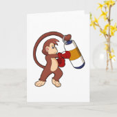 Affe beim Boxen mit Beutel Karte (Gelbe Blume)