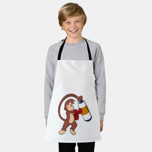 Affe beim Boxen mit Beutel Schürze (Getragen)