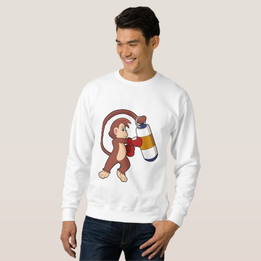 Affe beim Boxen mit Beutel Sweatshirt (Vorne ganz)