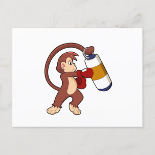 Affe beim Boxen mit Punchingball Postkarte