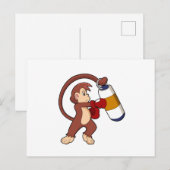 Affe beim Boxen mit Punchingball Postkarte (Vorne/Hinten)