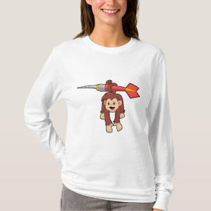 Affe beim Dartspiel mit Dart T-Shirt
