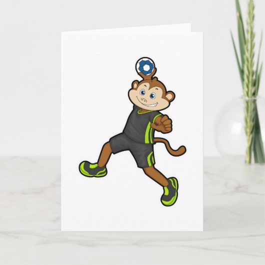 Affe beim Handballspieler mit Handball Karte (Vorderseite)