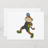 Affe beim Handballspieler mit Handball Postkarte (Vorne/Hinten)