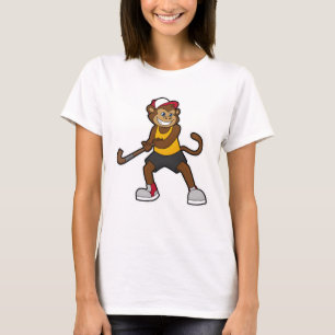 Affe beim Hockey mit Hockeyschläger T-Shirt