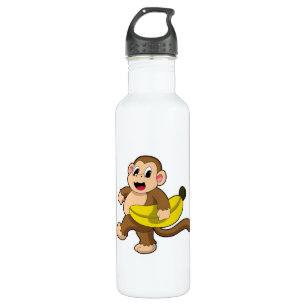 Affe beim Laufen mit Banane Edelstahlflasche