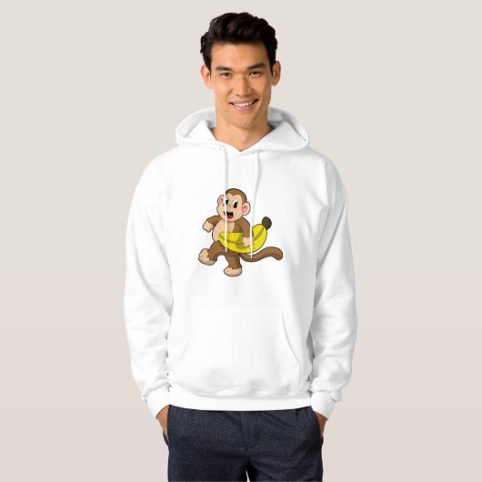 Affe beim Laufen mit Banane Hoodie (Vorne ganz)
