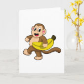 Affe beim Laufen mit Banane Karte (Gelbe Blume)