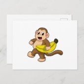 Affe beim Laufen mit Banane Postkarte (Vorne/Hinten)
