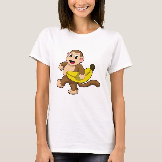 Affe beim Laufen mit Banane T-Shirt (Vorderseite)